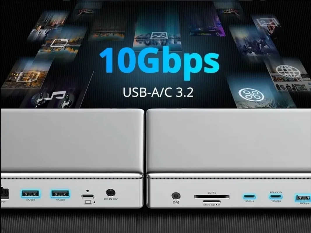 4-DisplayPort USB-C Dock Quad 4K 10K 2.5G Ethernet WL-UG75PD1-4D2 Wavlink Laptop Docking Station