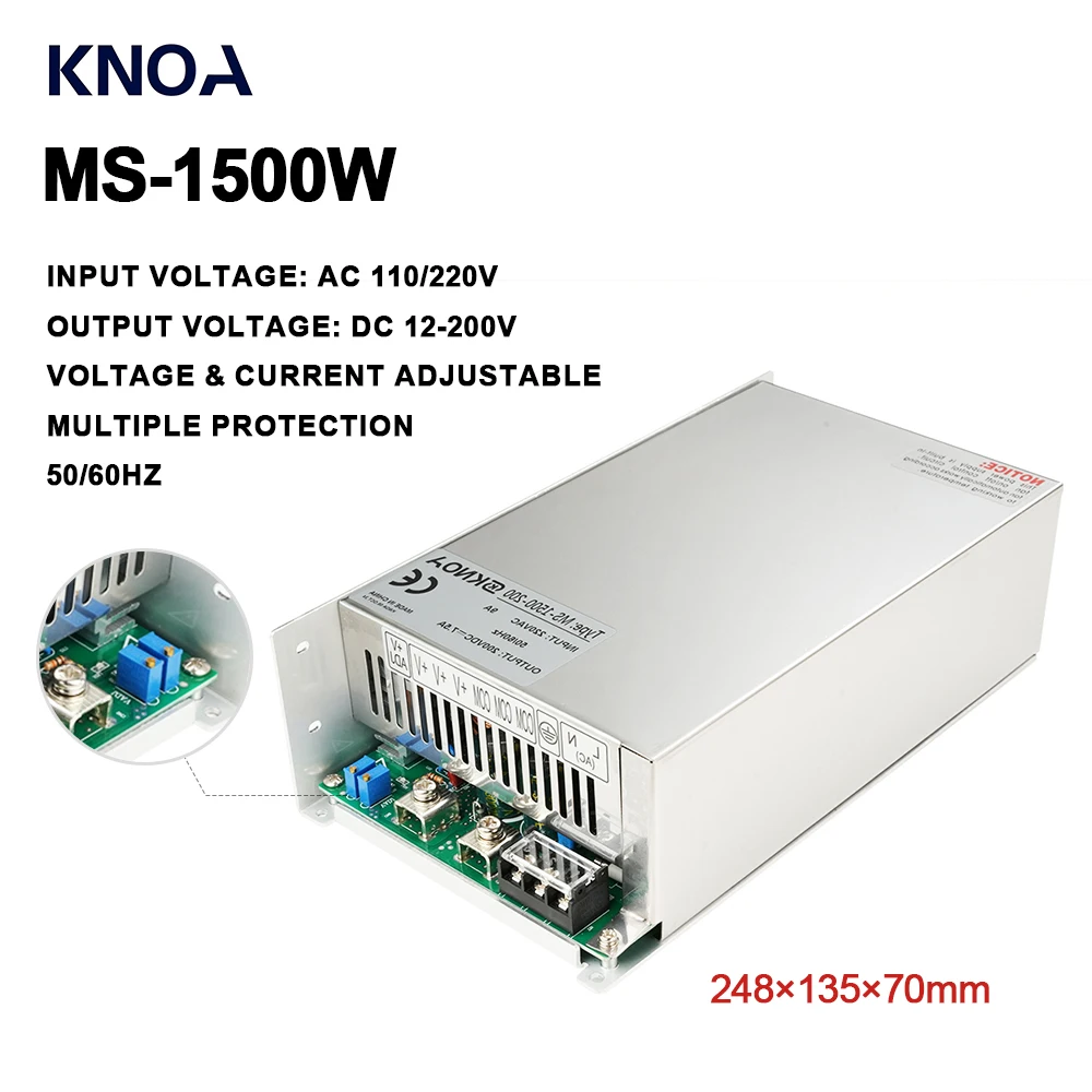 Einstellbares 1500-W-Schaltnetzteil mit Digitalanzeige, AC/DC 0–12 V, 13,8 V, 24 V, 36 V, 48 V, 60 V, 72 V, 80 V, 110 V, 150 V, 220 V, industrielle SMPS