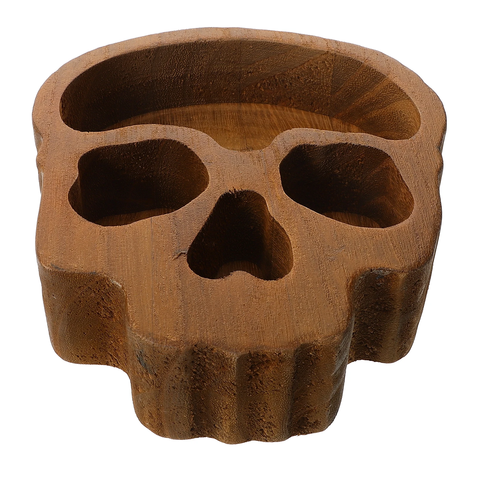 

Wooden Skull Bowl Head Tray for Party Snacks Light Brown Dishes Reusable Food Serving Platter Cake Tray