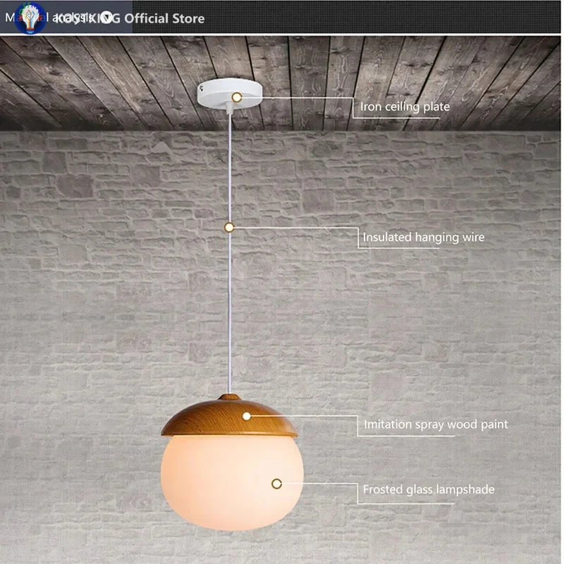 

Nordic Wooden E27 Pendant Light For Restaurant Bedroom Aisle Study Nut Chandelier Indoor Decor Hanging Lamp For Ceiling Luster