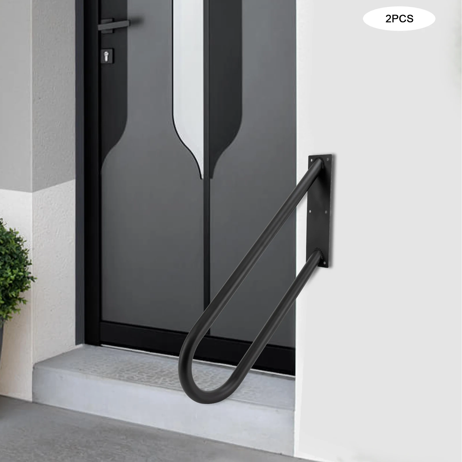 2 قطعة مقبض إمساك مثبت على الحائط للسلالم درابزين حديد على شكل حرف U مع درابزين درج بسعة تحميل 220 رطل لكبار السن #3