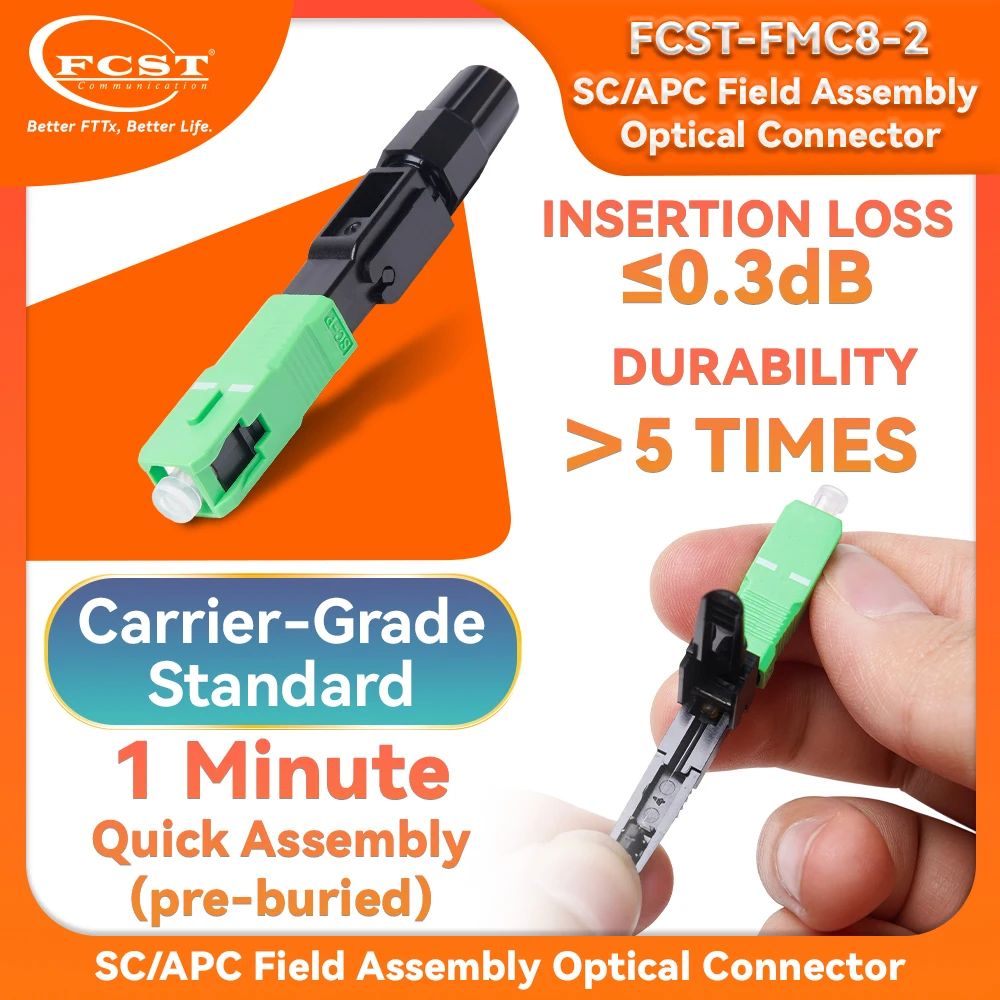 FCST 20/50/100Pcs Lot Quick Field Assembly FTTH Embedded Fiber Optic Fast Connector SC APC SM Fiber Optic SC UPC Cold Connector