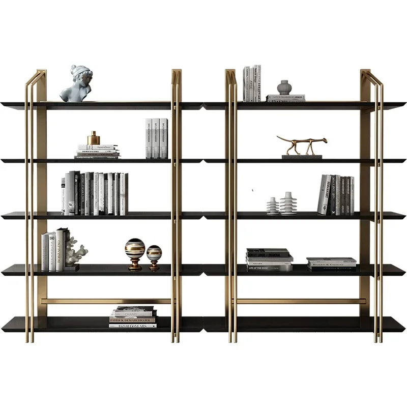 

Bookcase Light Luxury Storage Cabinet Stainless Steel Living Room Locker Household Multi-Layer