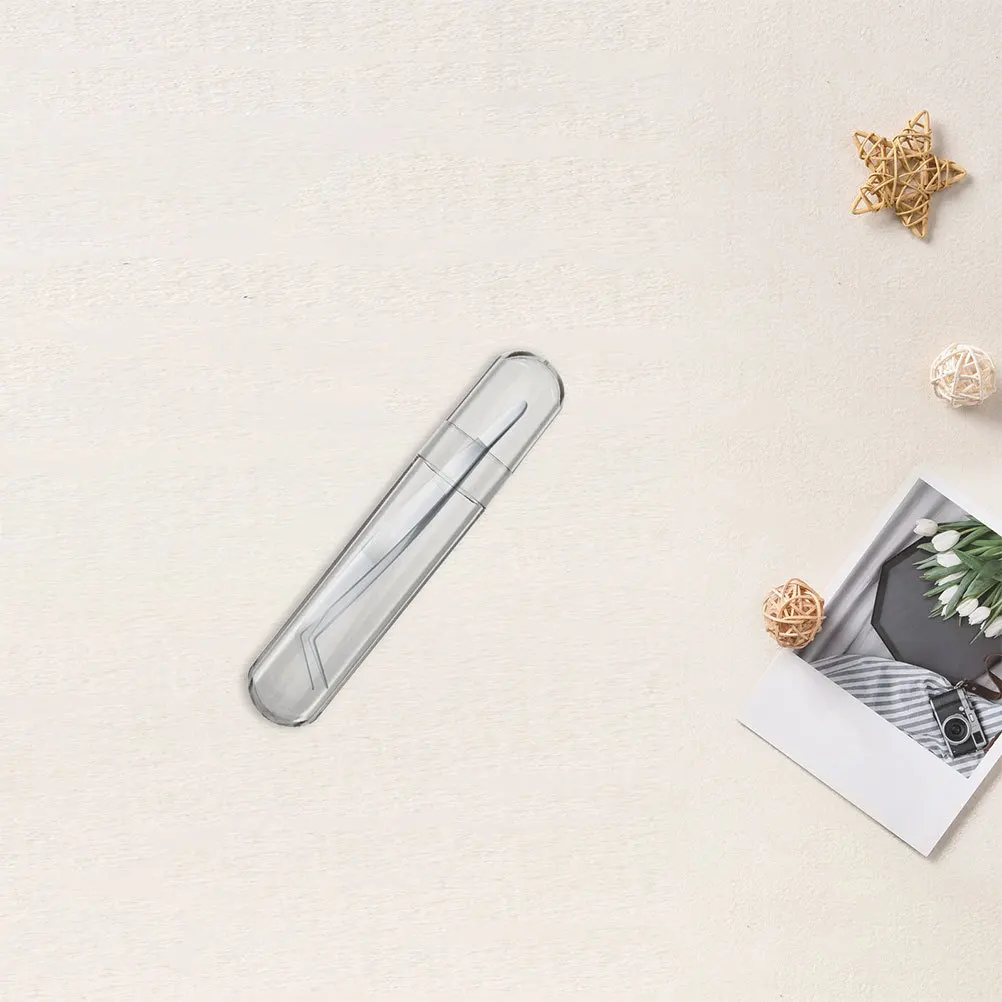 กล่องเก็บที่คีบขนตาปลอม 2 ชิ้น รูปทรงวงรี พลาสติกใส สำหรับจัดเก็บที่คีบขนตาและอุปกรณ์ต่อขนตา