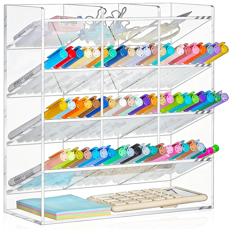 Transparent Acrylic Vertical Marker Storage Desktop Pencil Pencil Holder Display Storage Office School Shelf