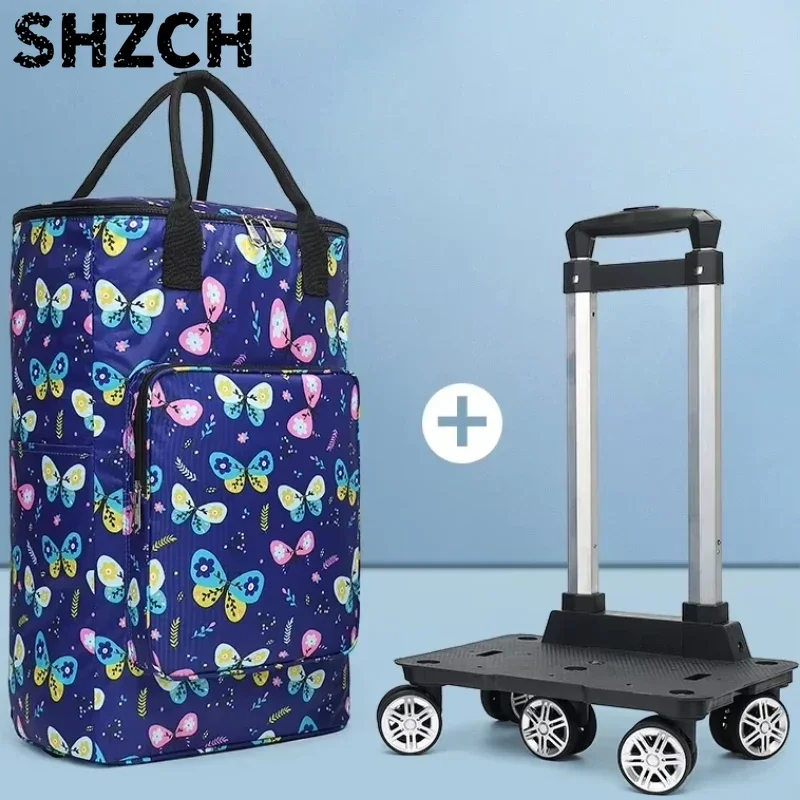Large-capacity Grocery Shopping Cart Household Trolley Shopping Trolley Universal Wheel Folding Portable Shopping Bag