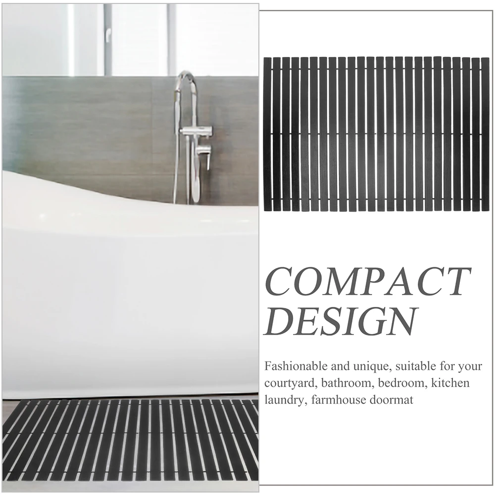 

Bamboo Bath Non Skid Black Curve Pad Bathroom Shower Floor Mat Rugs Long Life Practical Housewarming Gift Anti