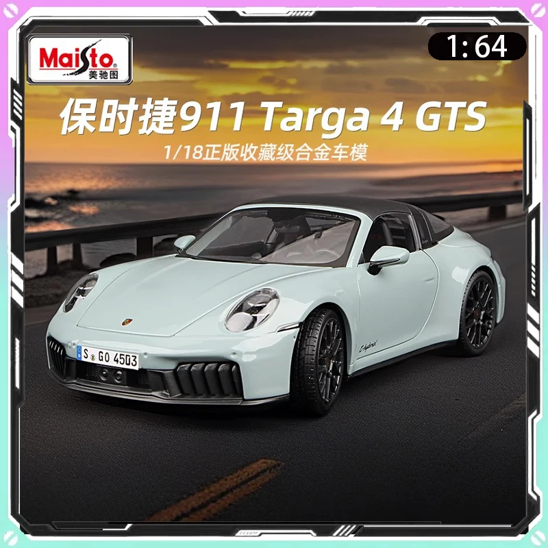 

New 1/18 Maisto Car Model Porsche 911 Targa 4 GTS Alloy Car Model Collectible Custom Room Ornament Birthday Gift Toys