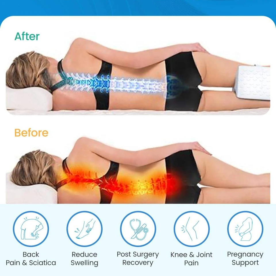 Knee Pillow for Side Sleepers Memory Foam Leg Pillow for Side Sleeping with Strap Elevation Pillow for Relief Twisted Spine