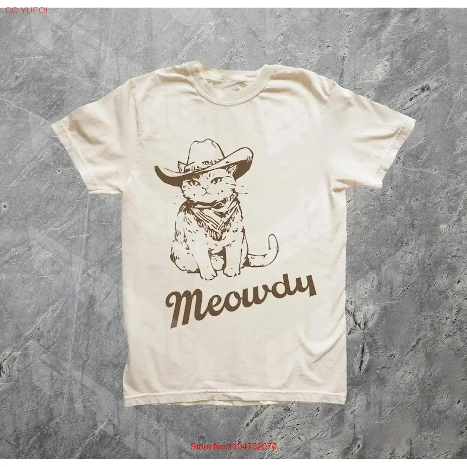 Meowdy Cute Cat Country Western Vintage Retro 90s Cowgirl Rodeo Life T Shirt 2000 long or short sleeves vintage Washed