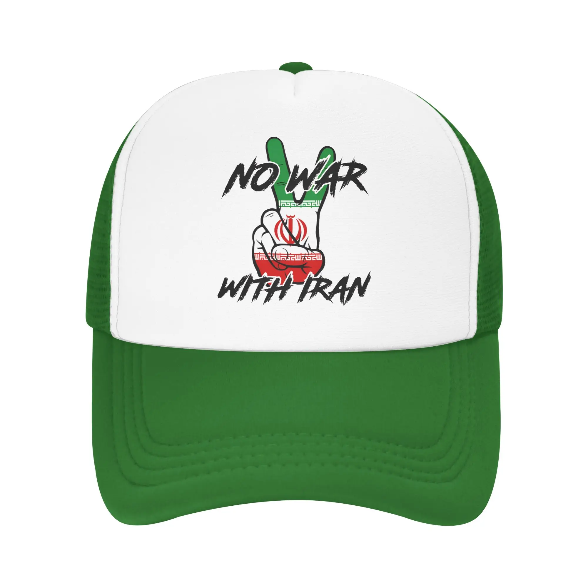 No War With Iran Peace Sign Mesh Baseball Caps Unisex Outdoor Sun Hat  Hat Adjustable Summer Trucker Caps