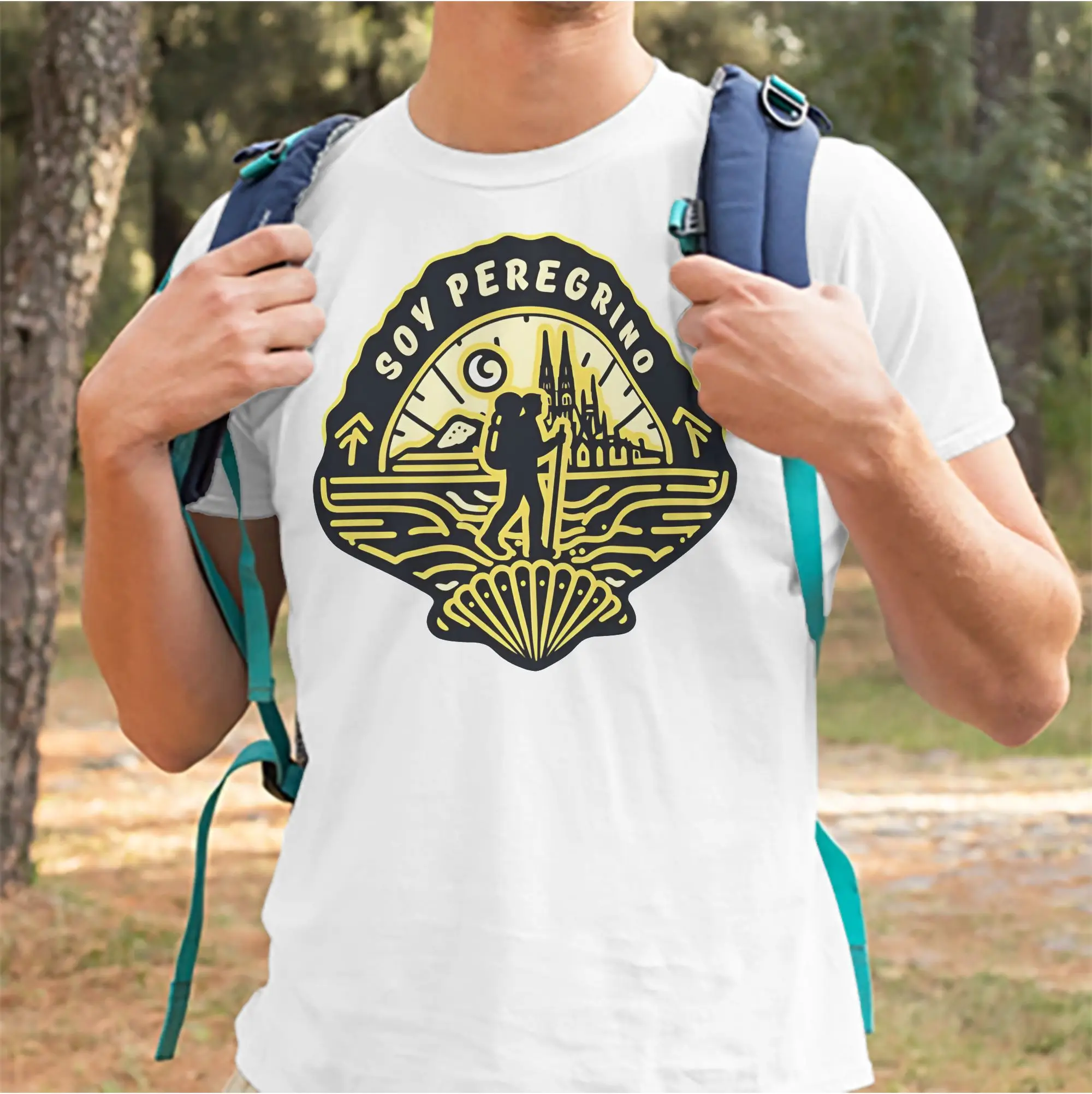 Camiseta masculina e feminina Soy Peregrino - Camino de Santiago, camisetas engraçadas de algodão, manga curta, gola redonda, roupas plus size