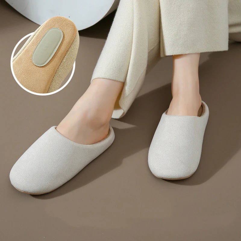 Crestar Winter Fur Women Slippers New Soft Short Plush Home Slippers Indoor Non-slip Silent Flat Cotton Shoes Warm Fuzzy Slides