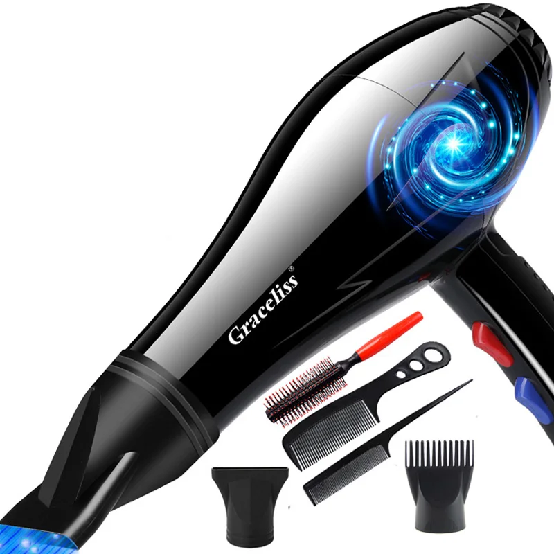 With 5 Gifts Hair Dryer 1800W Powerful Hair Dryer Fast Heating Hot And Cold Adjustment Air Blow Dryer with Air Collecting