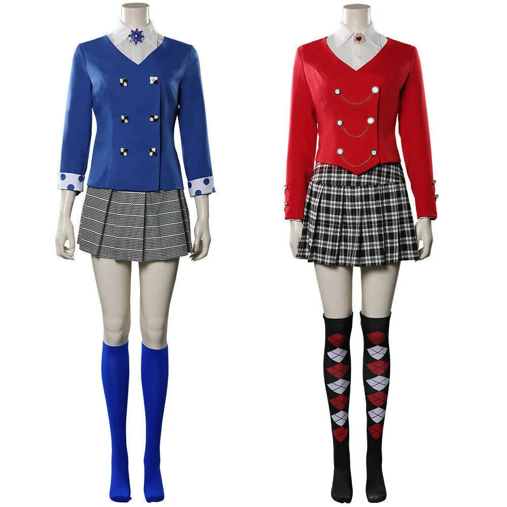 

Heather Musical Veronica Sawyer Yellow Blazer Uniform Costume Halloween Outfit Veronica Sawyer Cosplay Full Set with Accessories