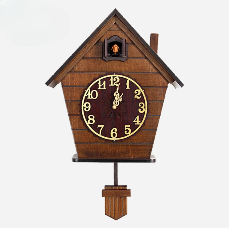 

Modern simple solid wood cuckoo wall clock cuckoo silent smart time children's room living room