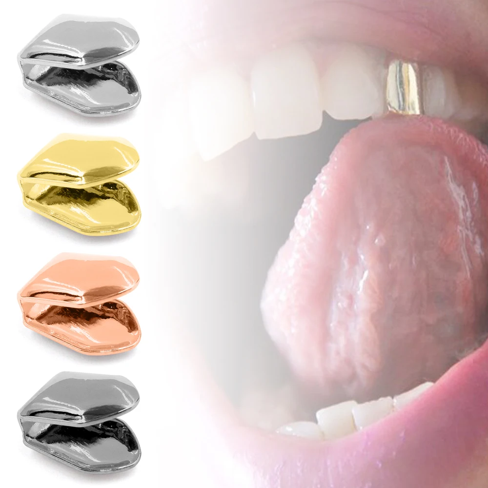 Hip Hop Rapper Single Shackle Teeth Top Bottom Dental Personality Single Tooth Caps Metal Hollow Out Teeth Mold Kit
