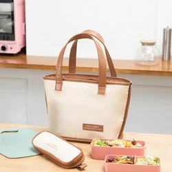 Portable Lunch Bag Food Thermal Box Solid Large Capacity Leather Cooler Lunch Box Waterproof Organizer Insulated Case Lonchera