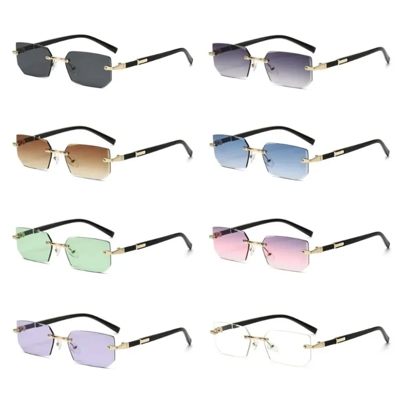 

1pc Rimless Sunglasses for Women & Men Trendy Frameless Rectangle Sun Glasses Retro Shades Fashion Travel UV400 Cycling Eyewear