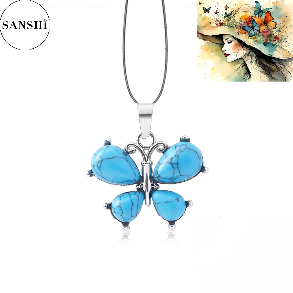 Butterfly Quartzs Pendant Necklaces Natural Stone Amethysts Neckalce Luxury Female Crystal Neck Pendants Regalo de cumpleaños