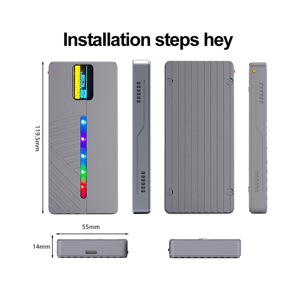 UTHA 지능형 디스플레이 M.2 모바일 하드 디스크 박스 10GB 듀얼 프로토콜 NVMe/NGFF 솔리드 스테이트 알루미늄 합금 쉘