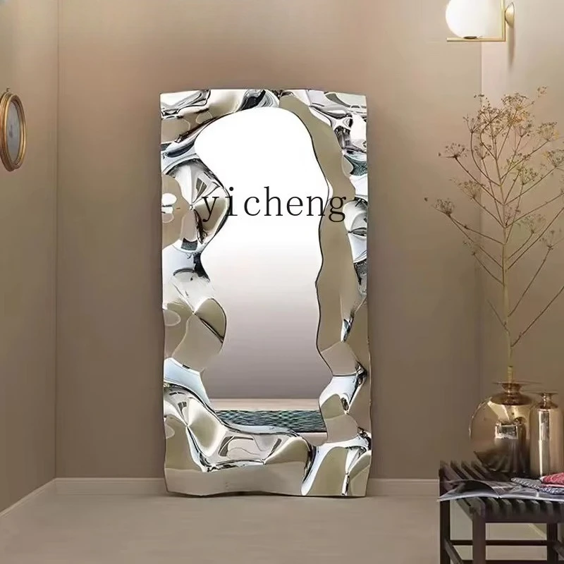 t16-  light luxury electroplated mirror glass fiber reinforced plastic silver full body wall hanging decoration floor entrance
