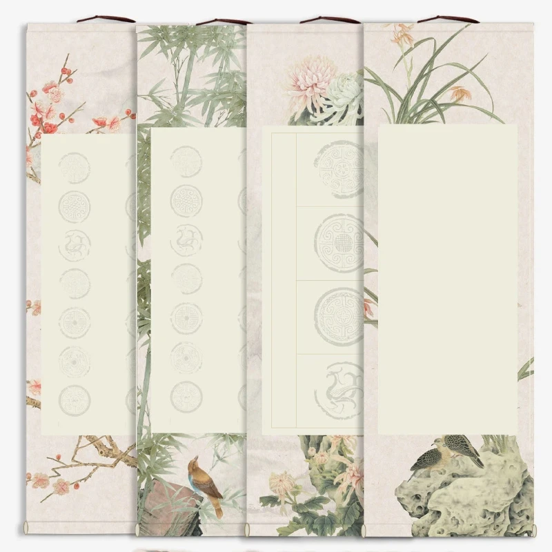 Blank Xuan Paper Scroll Half Raw Half Cooked Rice Paper for Calligraphy Painting Vertical Hanging living room decoration