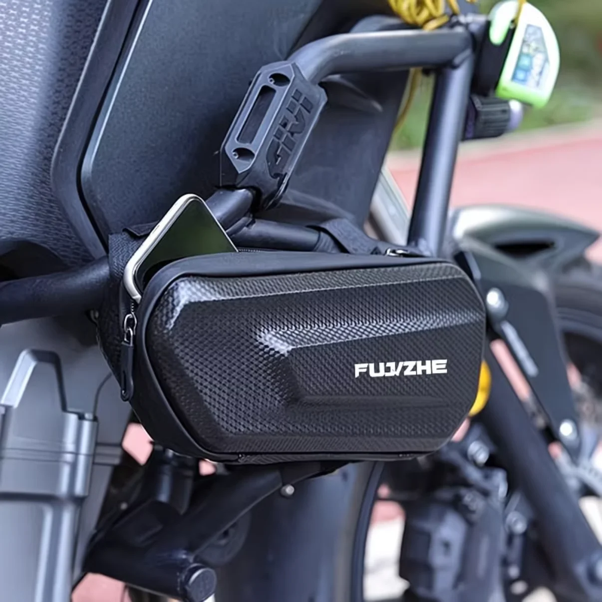 Motorcycle Side Frame Bag – Textured Racing Style, Splash-Proof with Water-Resistant Zipper, Universal for MTB & Cycling