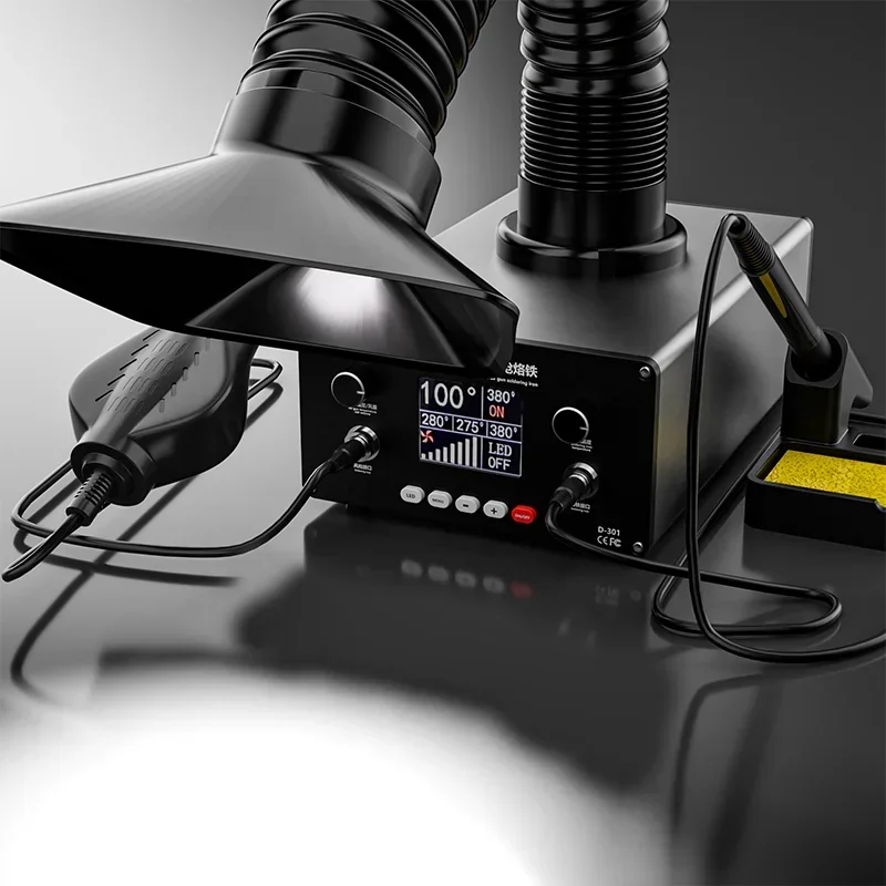 LY-TBK D301 3 في 1 مكواة لحام بدرجة حرارة ثابتة مدمجة في ممتص التدخين لتنقية الدخان مع مصباح LED 150 وات #3