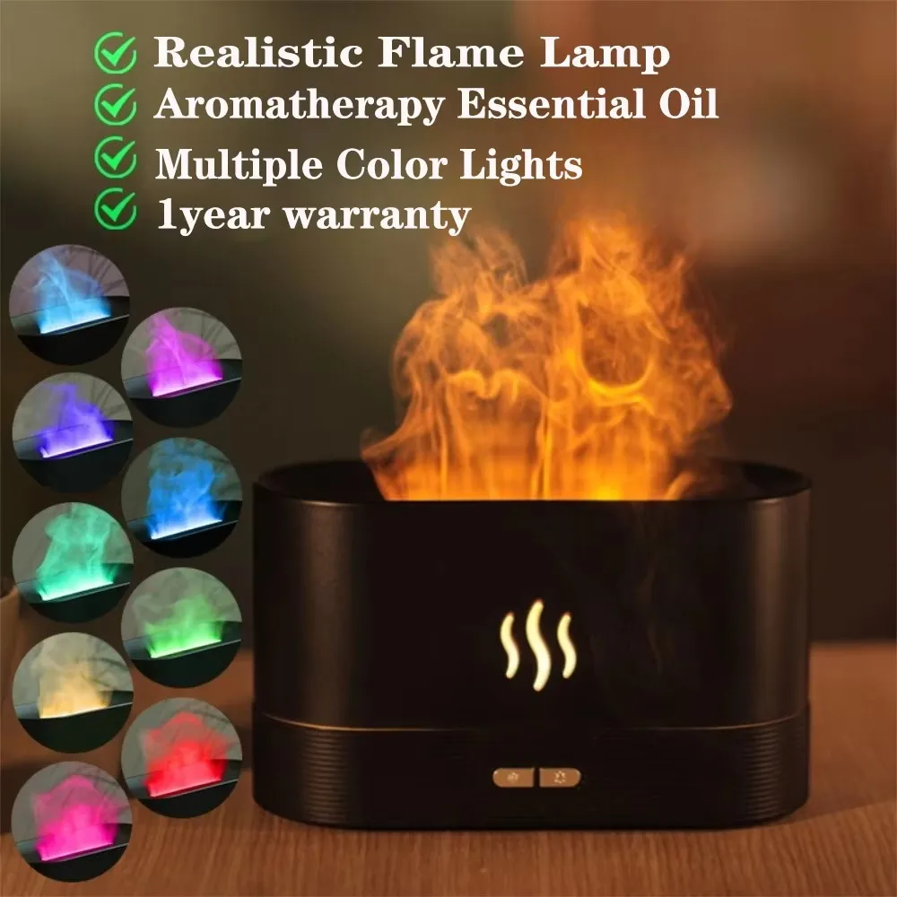 Colorful Simulation Flame Air Humidifier Ultrasonic Cool Mist Maker Air Purifier Aroma Humidifier USB Portable Humidifier