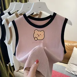 Girls Summer Vest T-shirt Little Girls Summer Korean Sleeveless Top Trendy Children Cartoon T-shirt Children Clothing Trend