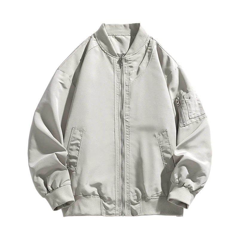 سترة طيران برقبة دائرية ملابس رجالية، نمط جديد للربيع والخريف والشتاء، قميص بيسبول فضفاض وغير رسمي