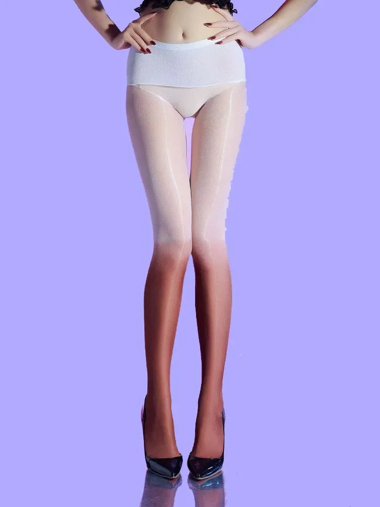 

Сексуальные женские колготки 5D с двойным цветом, тонкие, бесшовные, глянцевые, с эффектом масляного блеска, в стиле пэчворк, для ночных клубов