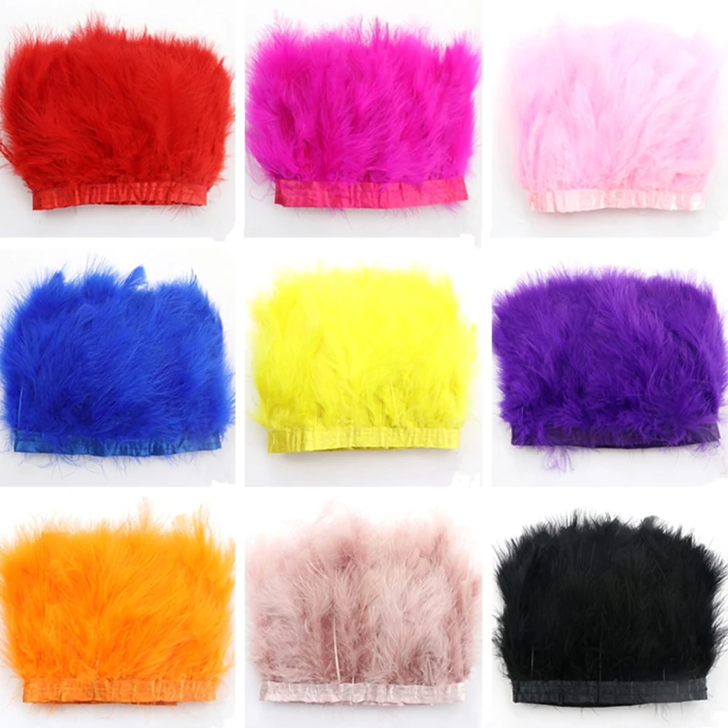 

2Meters Fluffy Marabou Feather Trim Trims Fringe Turkey Feathers Decor Clothes on Tape Crafts Cuffs Sewing Clothing Accessories