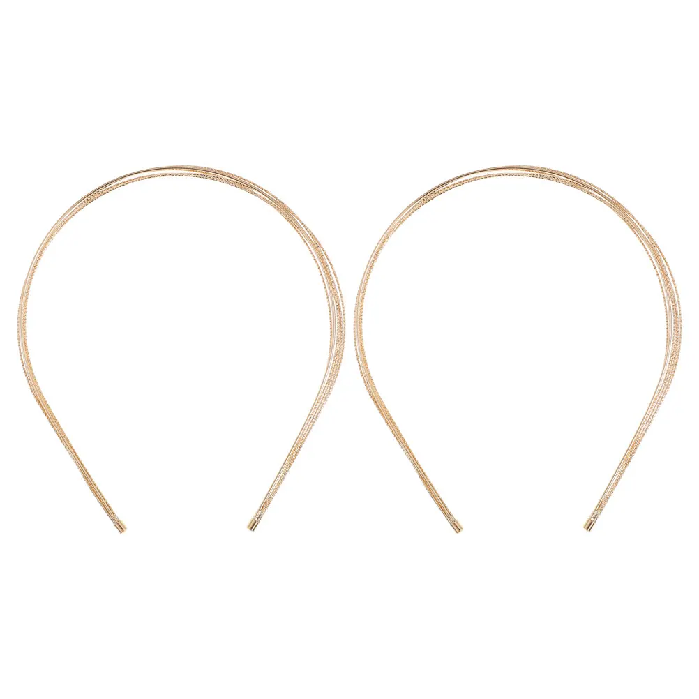 

2pcs Gold Metal Headband Multi-Layered Wedding Hair Hoop Non-Slip Bridal Crown Accessories Women'S Thin Durable Stylish Hairband