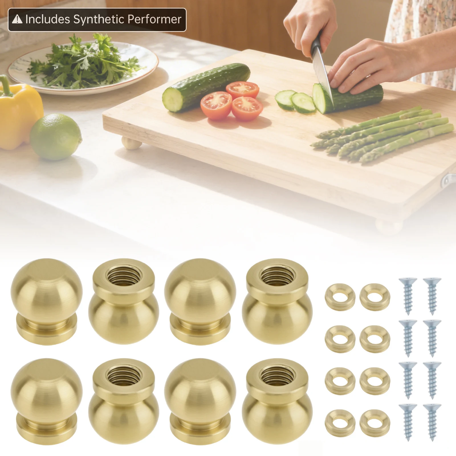 8 Pcs Gold Wood Cutting Board Feet for Kitchen Chair Speaker Anti-slip Pads Board Display Tray DIY Furniture Legs Riser Feet