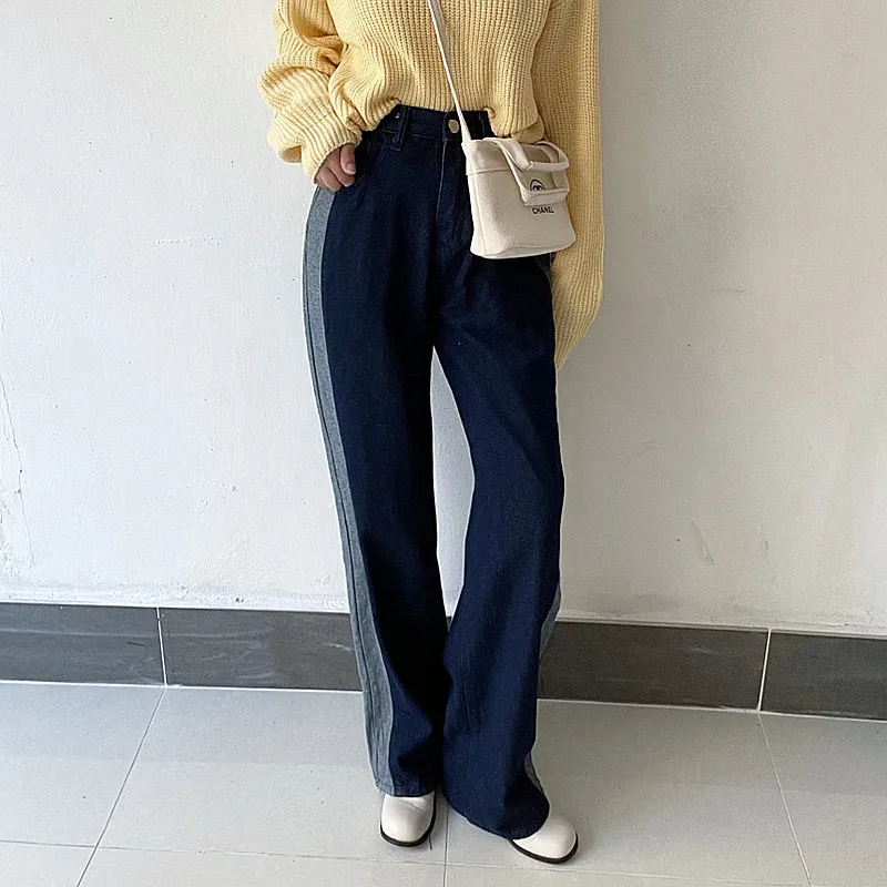 2023 Trashy Y2K Fashion Patchwork Baggy New Jeans Kpop Pants For Women Clothes Contrast Color Korean Casual Lady Luxury Trousers