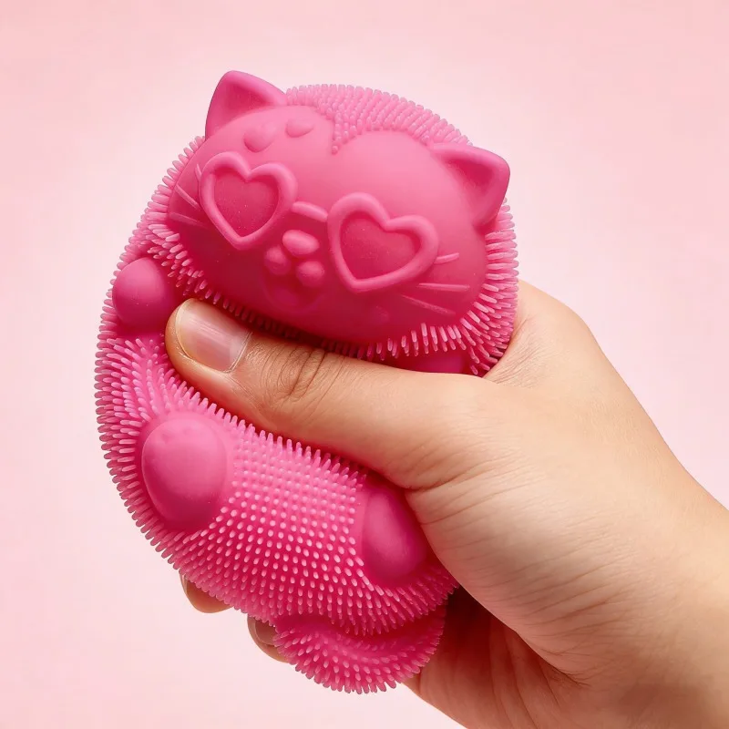

2026 New Pink Cat Shaped Soft Toy Cute Squishy Cat Stress Relief Toy Realistic Funny Decompress Gift for Kids Adults