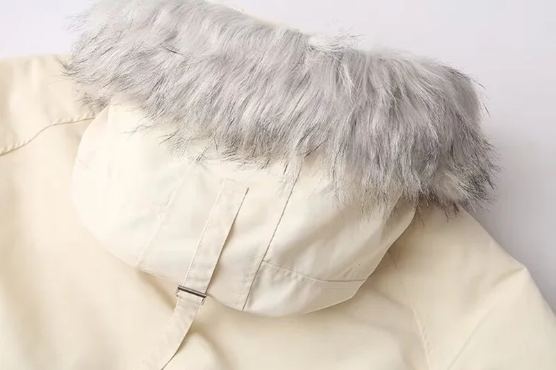 ฤดูหนาวใหม่ผู้หญิง Big FUR Snow Parka เรียบง่ายและอเนกประสงค์ VINTAGE Cold Thicken WARM FUR COLLAR Hooded เสื้อแจ็คเก็ตผ้าฝ้าย