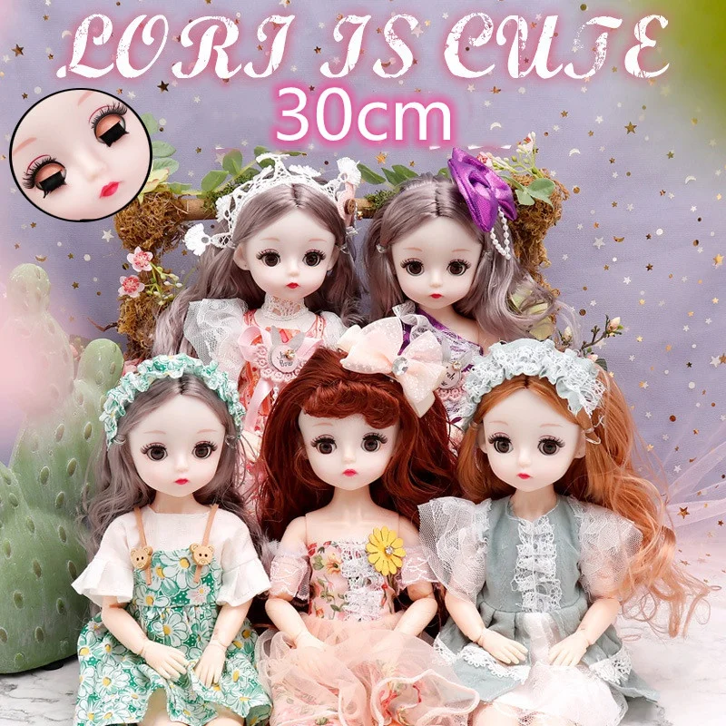 Lovely 30cm Doll Princess Dress Up Clothes (A) or 4D Winking Eyes Doll (B) Play House Doll Girls Children's Toy Gift  Bjd Doll