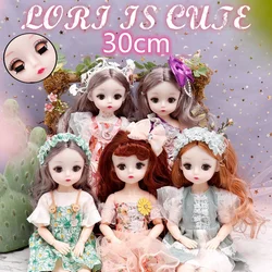 Lovely 30cm Doll Princess Dress Up Clothes (A) or 4D Winking Eyes Doll (B) Play House Doll Girls Children's Toy Gift Bjd Doll