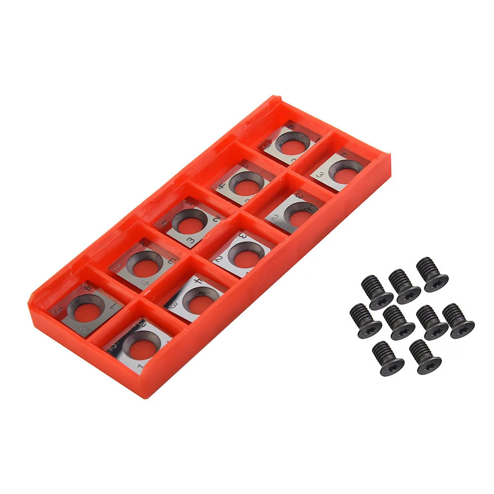 10pcs 14*14*2mm Carbide Inserts Cutters Square For Woodworking Spiral Planer Head Indexable Inserts With Screws CNC Tools