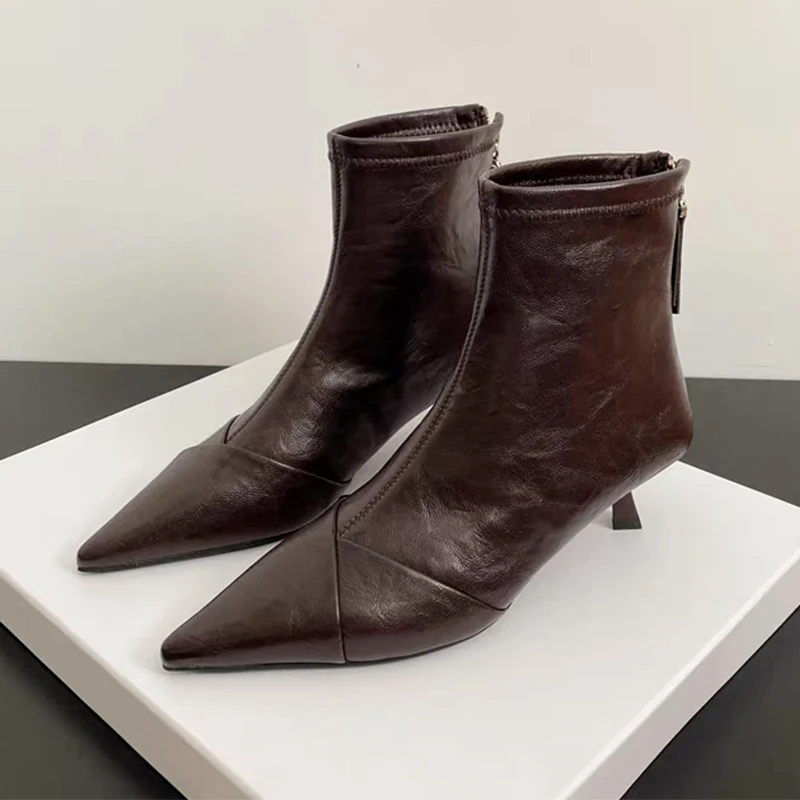 

Ankle Boots for Women Pointed Toe Fashion Luxury Shoes High Heels Sexy Woman Pumps 2025 Winter Party Elegant Botas Para Mujer