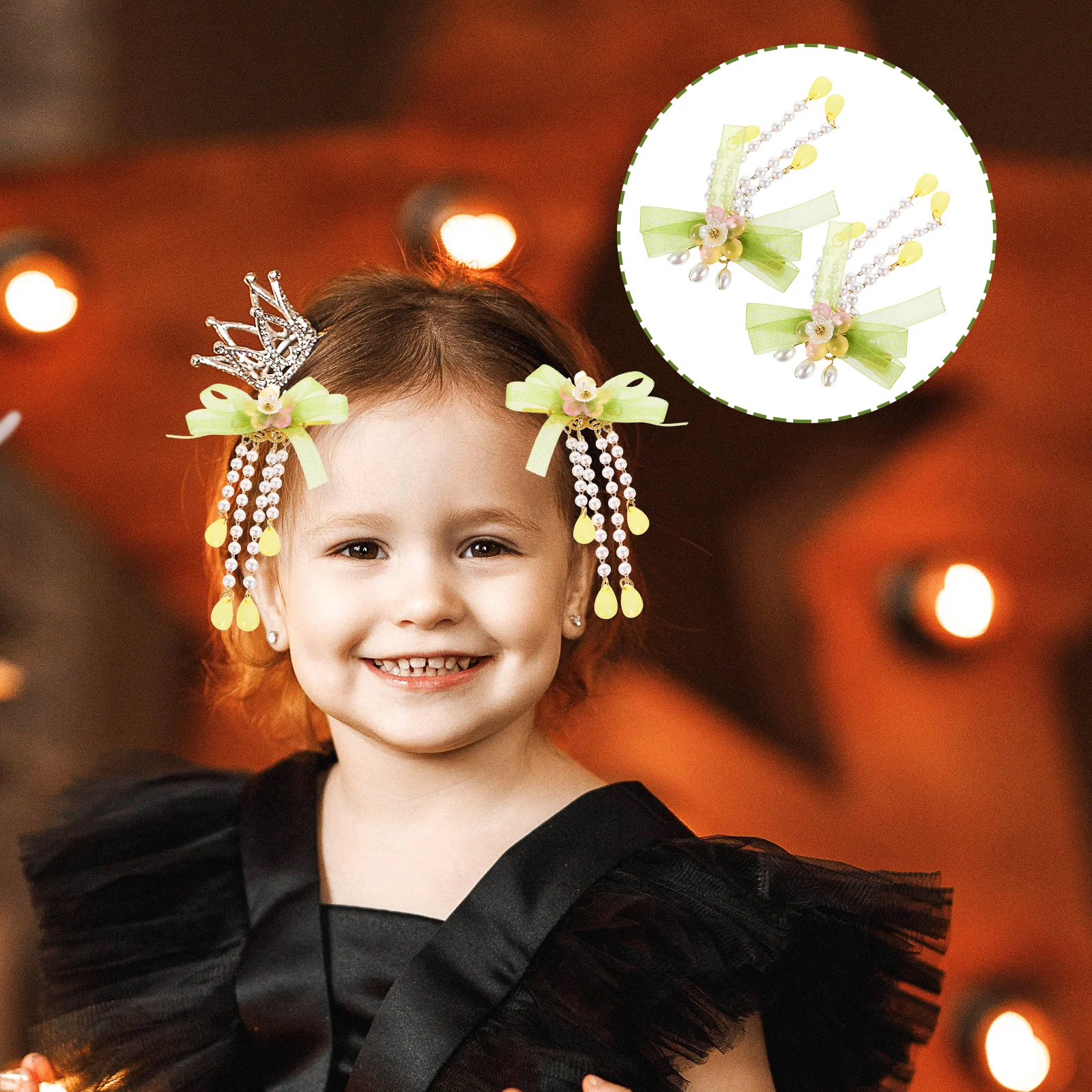 

2Pcs Retro Tassel Drop Barrette Flower Hairpin Women Hair Decoration Gift Idea Girls Hairpin Women Hair Clip Barrettes for Girls