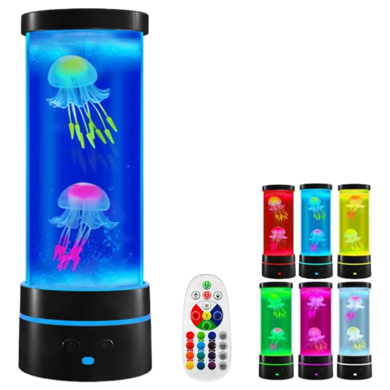 LED Jellyfish Tables Lamp LED Night Lights with 17 Color Aquariums Changing Mood Lamp for Homes Office Room Desktop