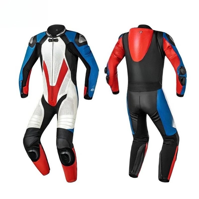 Motorcycle anti-drop one-piece leather jacket track cycling suit