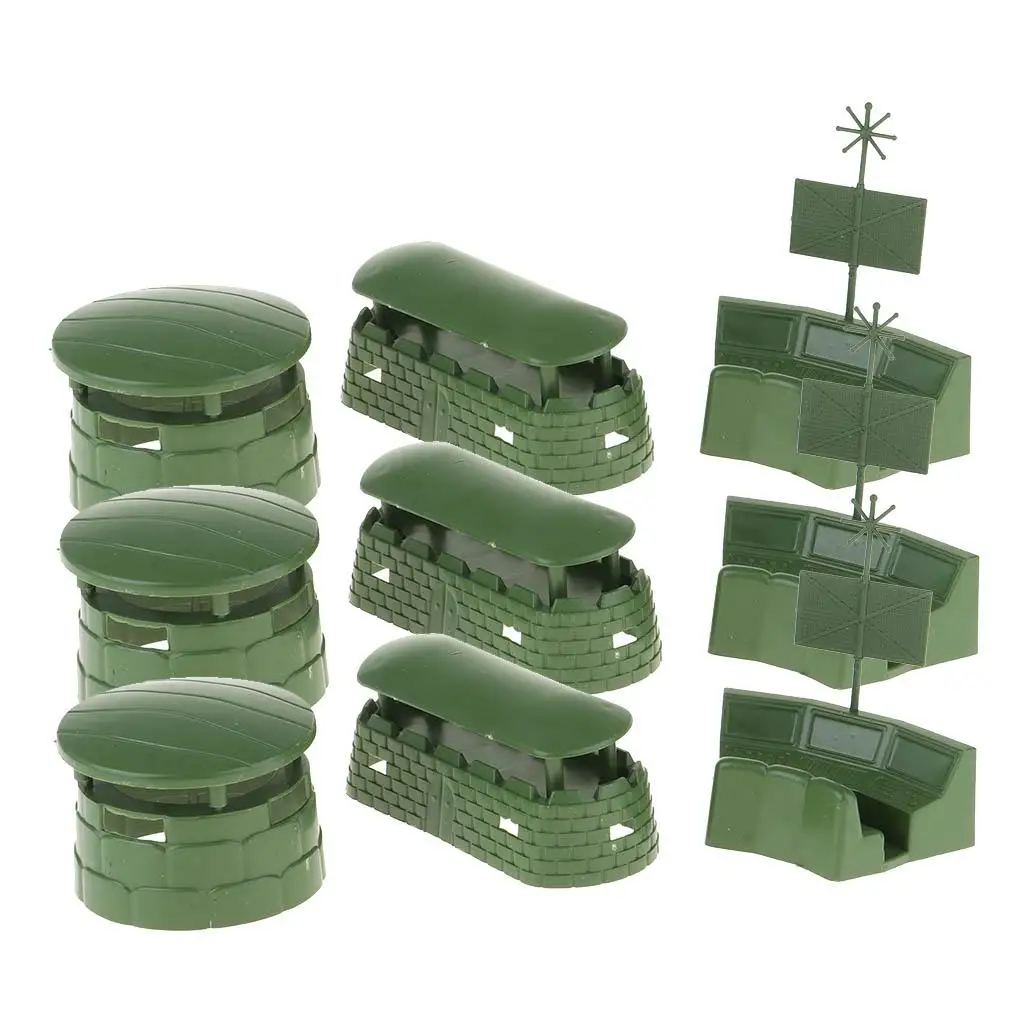 9 ชิ้น Bunkers รุ่นของเล่นตัวเลขการกระทํา Army Men อุปกรณ์เสริม