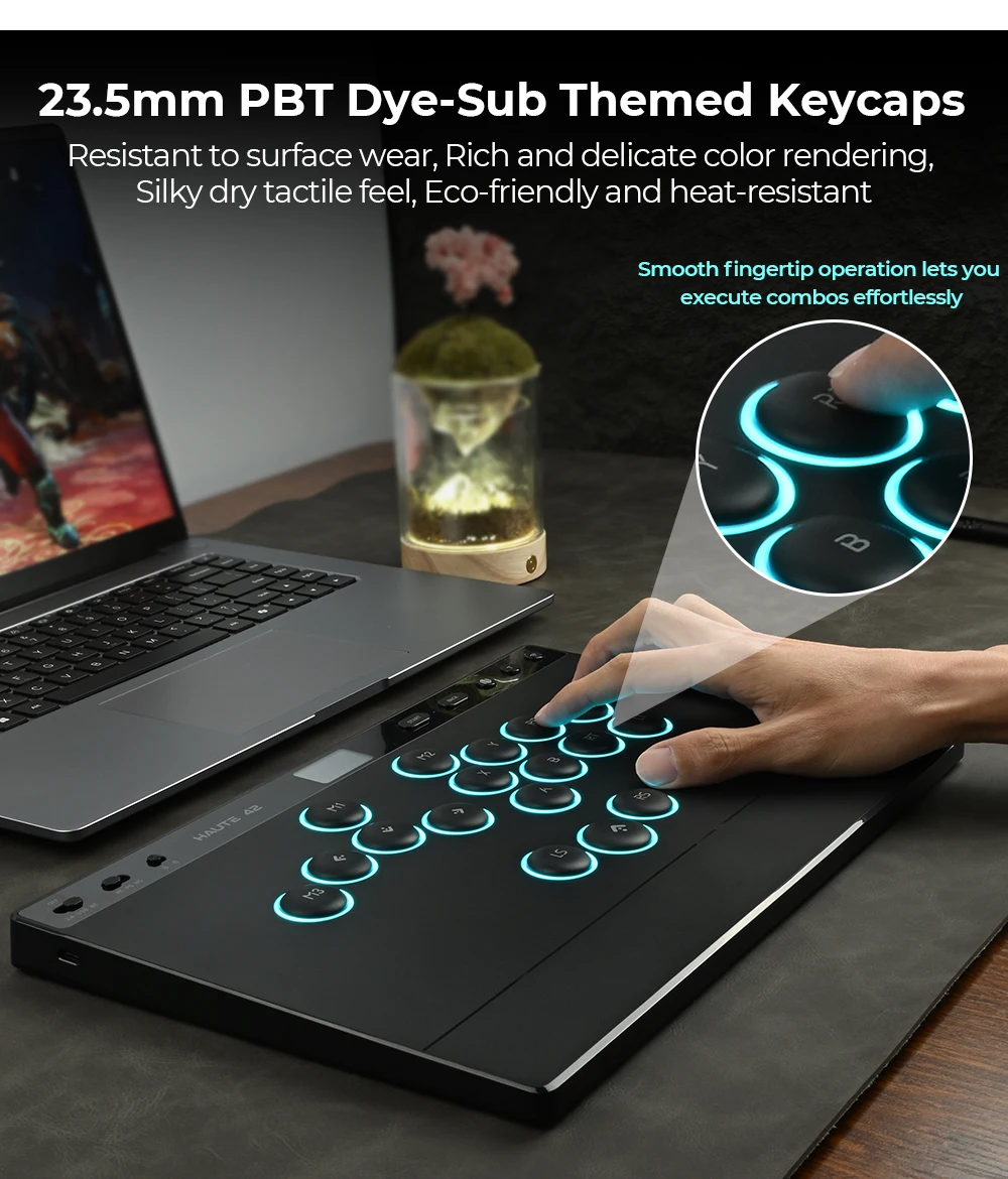Haute42 W-P1 Tri-Mode 2.4G Kabelloser Touchscreen-Controller ohne Hebel für PC/PS4/PS5/Switch Stickless Arcade-Controller – Detail 25
