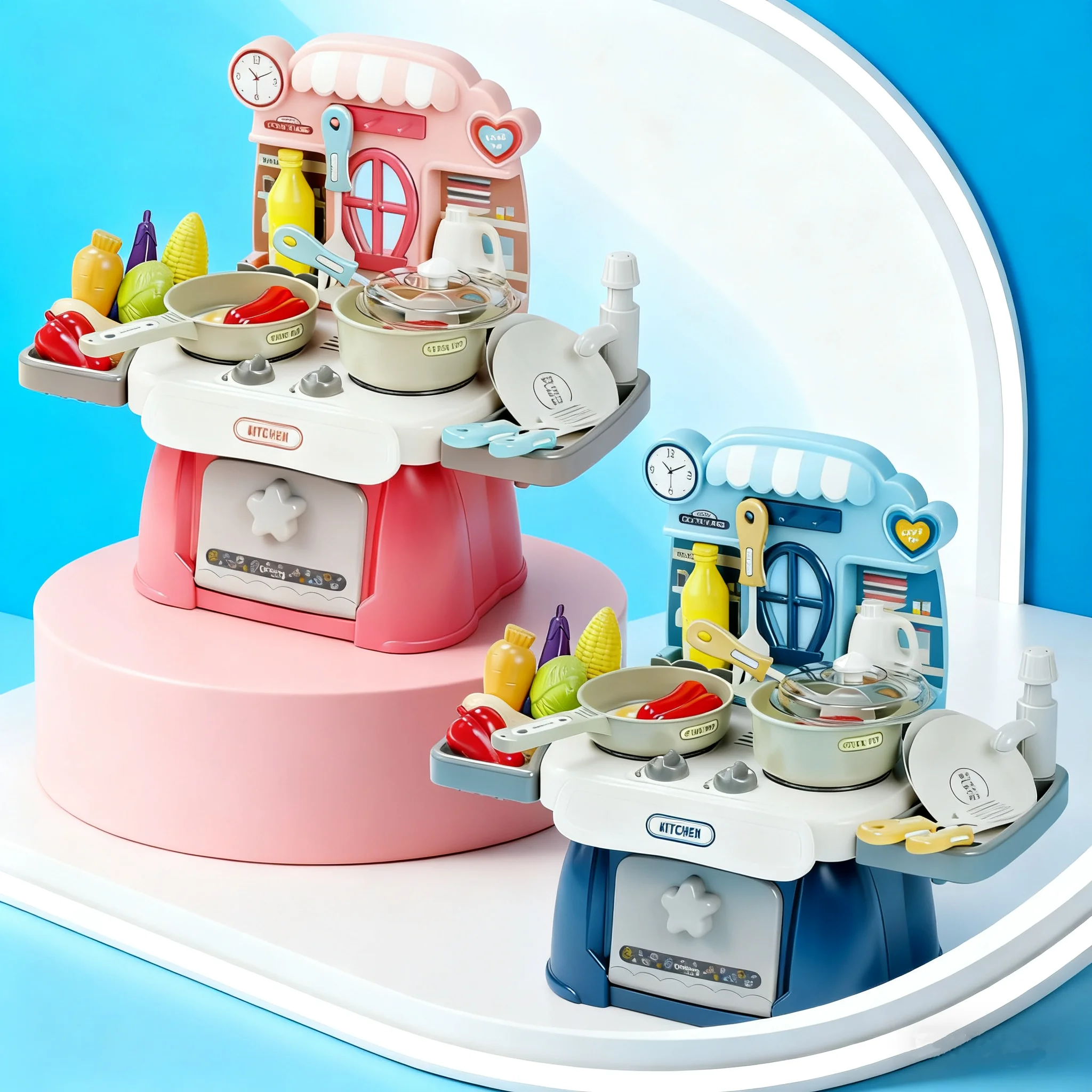 

Мини-детский игровой кухонный набор игрушек с подсветкой и звуком — плита, раковина, игровая еда для детей и игр, кухонные аксессуары, рождественские подарки