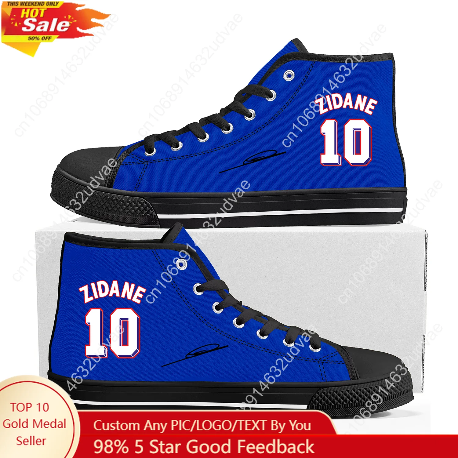

Zidane No.10 High Top Shoes Men Women Canvas Sneaker France Soccer Star High Quality Sneakers Couple Footwear Custom Shoe Black